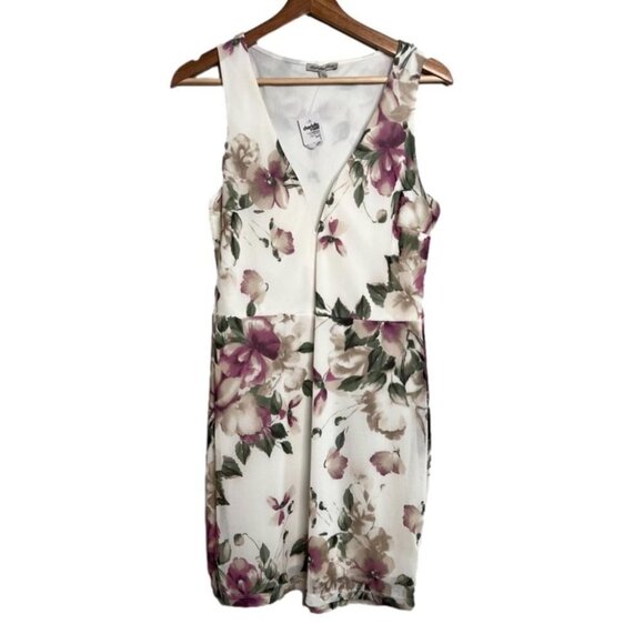 Charlotte Russe Womens Size Large Cream Purple Floral Mini Dress NEW Sleeveless - Picture 1 of 7